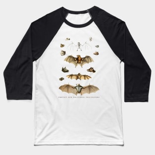 Protect our Nocturnal Pollinators Bat Lover Chiropterologist Gift Baseball T-Shirt